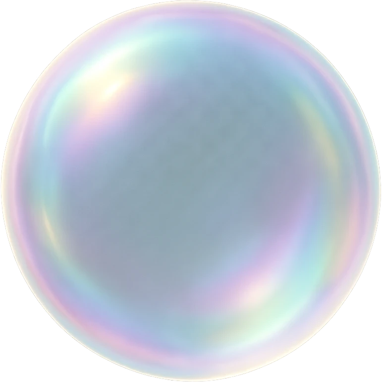 a soft bubble with iridescent colors, gentle and glowing, soft glow, luminous, translucent, shiny, delicate, pastel colors emoji