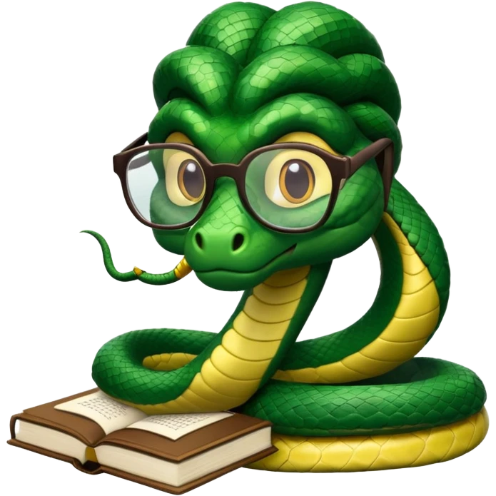 kitap okuyan gözlüklü yılan emoji