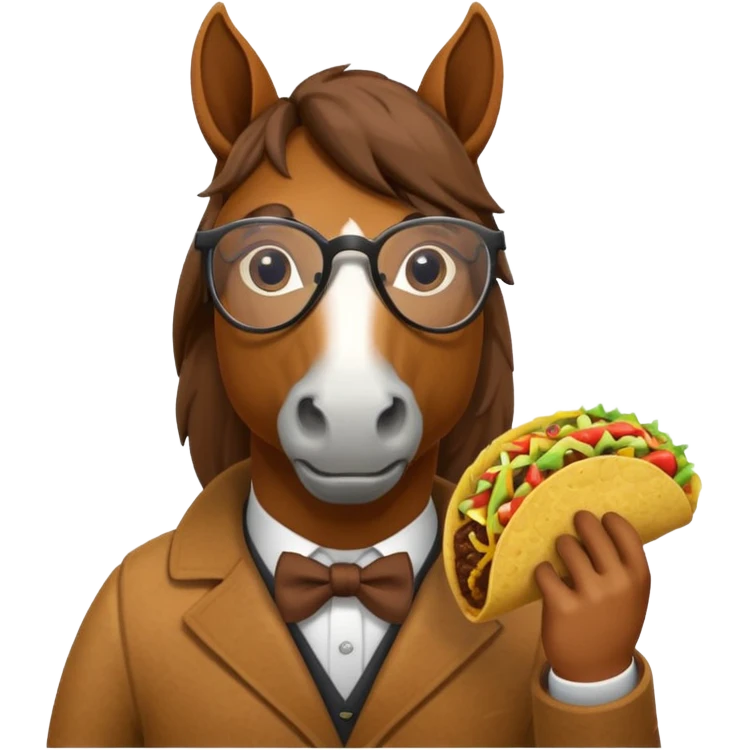horse holding taco with glasses emoji