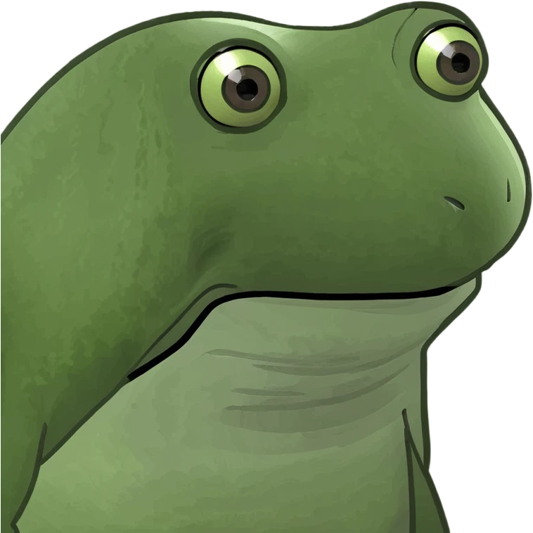 spilled baby oil bottle with shiny effect, bufo frog meme style emoji