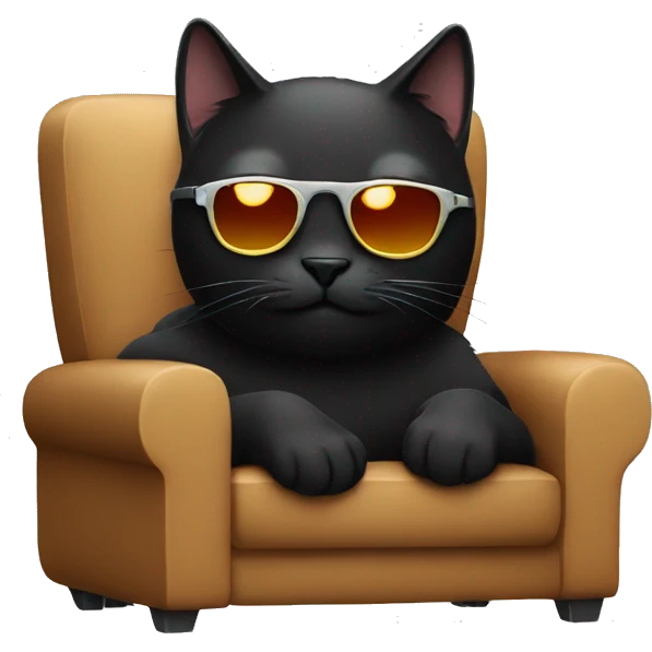 Black Cat watching tv with sunglasses  emoji