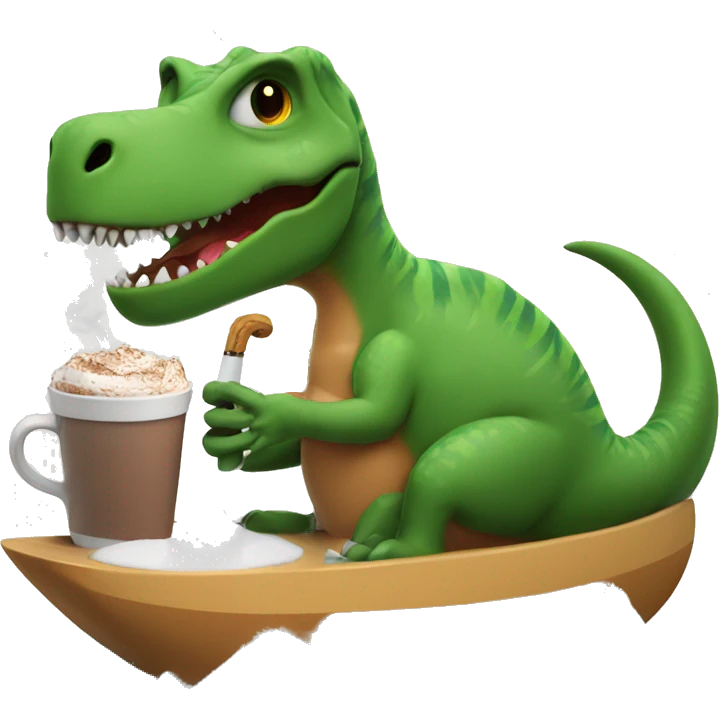 dinosaur smoking while surfing in hot cocoa  emoji