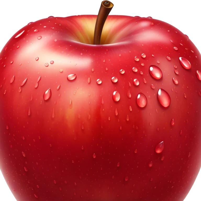Cinematic crisp, shiny red apples, glistening under soft natural light, perfectly round with tiny water droplets, warm rich hues, highly detailed and fresh. emoji