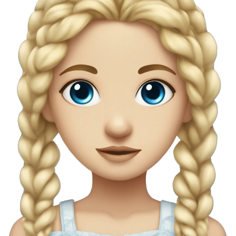 Ocean blue eyes girl, side braided blonde hair, feminine, angelic, emoji