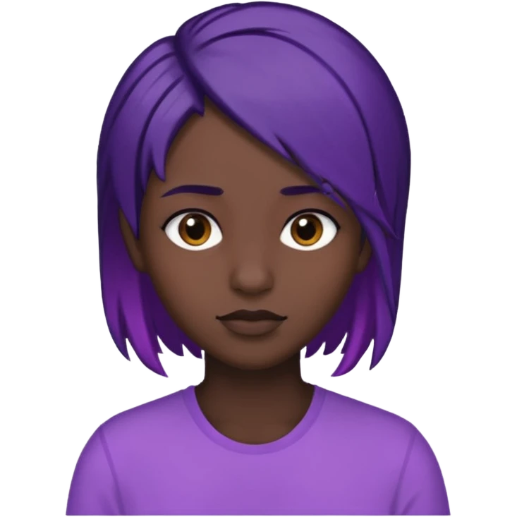 🧑🏽‍🦱 this emote but with black hair on the right side and purple hair on the left side emoji