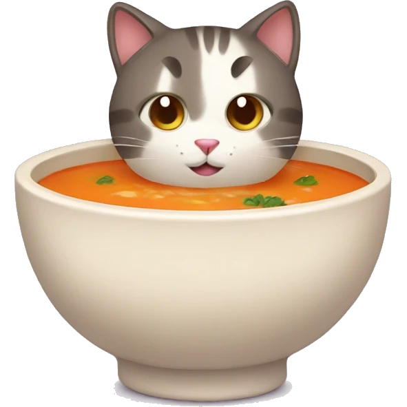 Cat with soup emoji