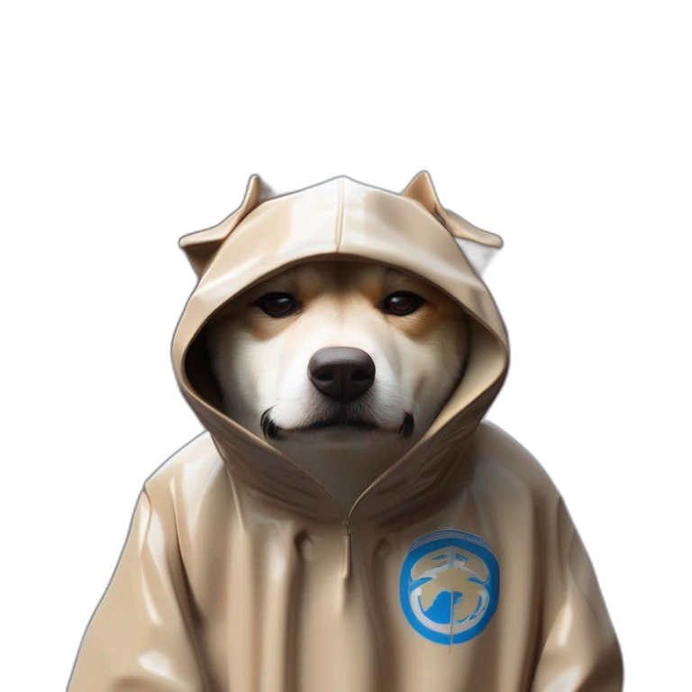 Un chien avec une cagoule emoji