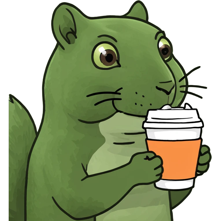 squirrel with a tiny coffee cup meme style emoji
