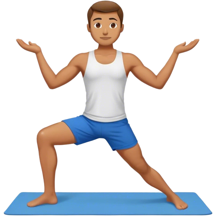 man with blue shorts yoga pose emoji