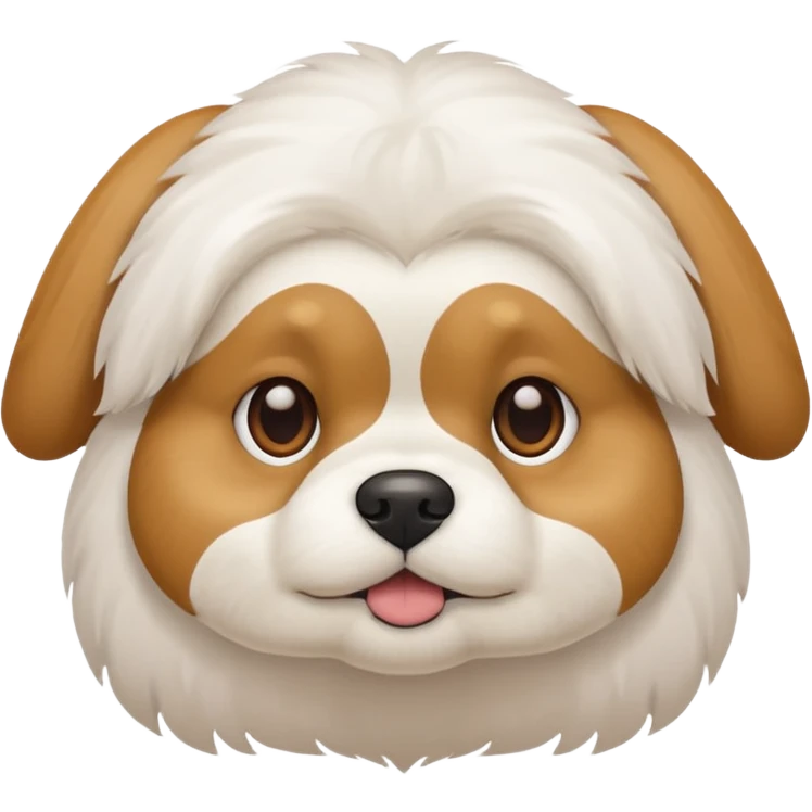 Shitzu com cor principal branca com orelhas de cor marrom claro emoji