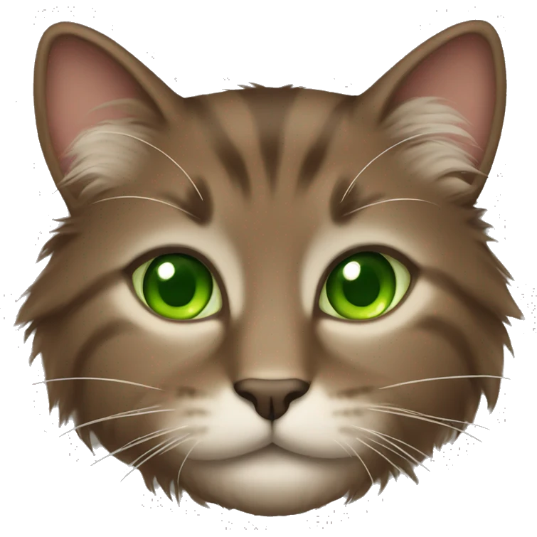 brown fluffy cat with green eyes emoji