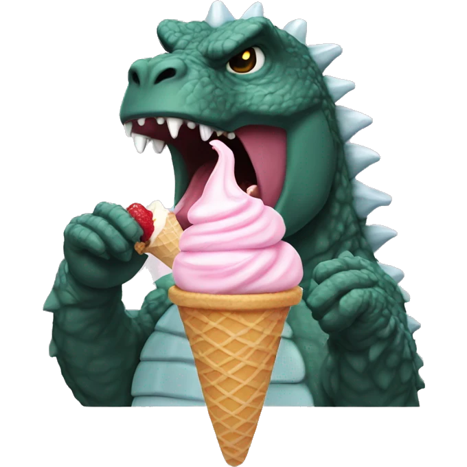 Godzilla eating an ice cream cone emoji