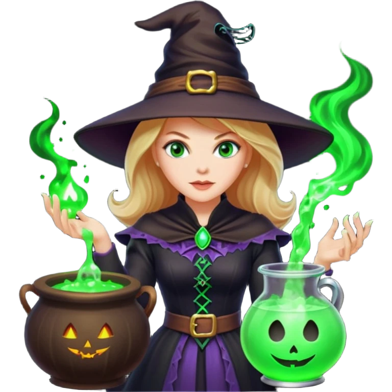 Nicole Kidman making green glowing potion in witch costume emoji