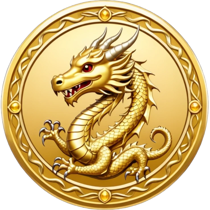 Golden Dragon crest/brosch in a circle emoji