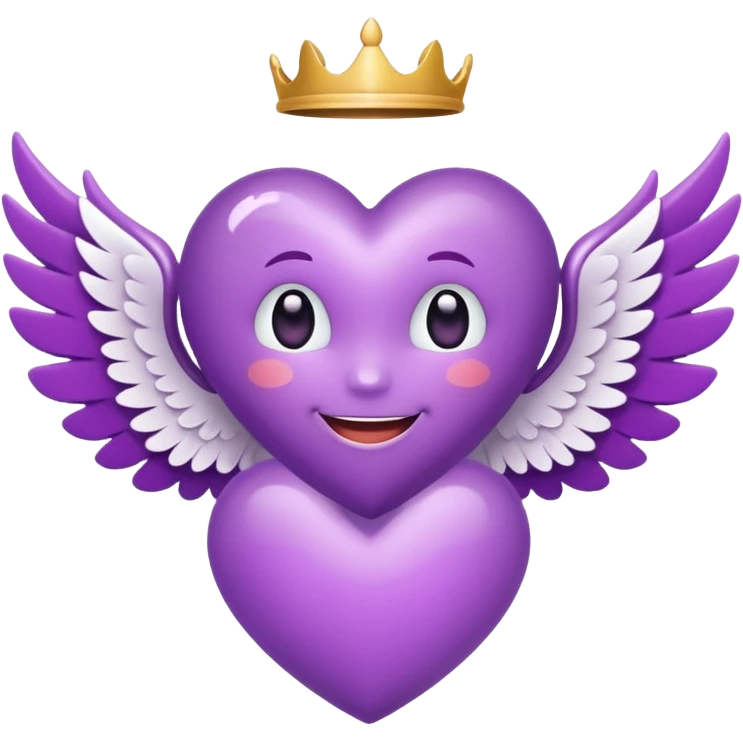 Purple Heart emoji white wings and smiling face emoji