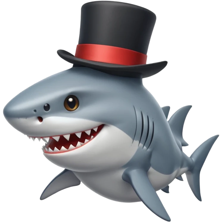 Shark with a top hat emoji