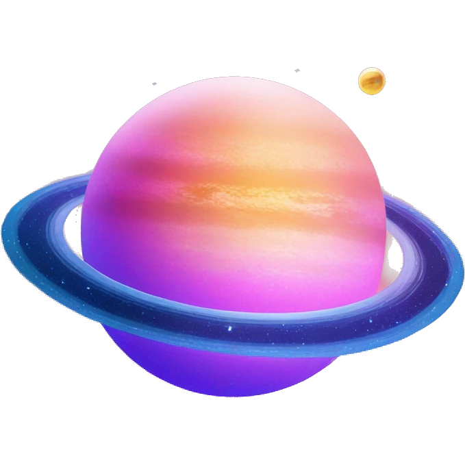 sparkly glittery blue purple and pink gradient planet with a cheesy saturn ring emoji