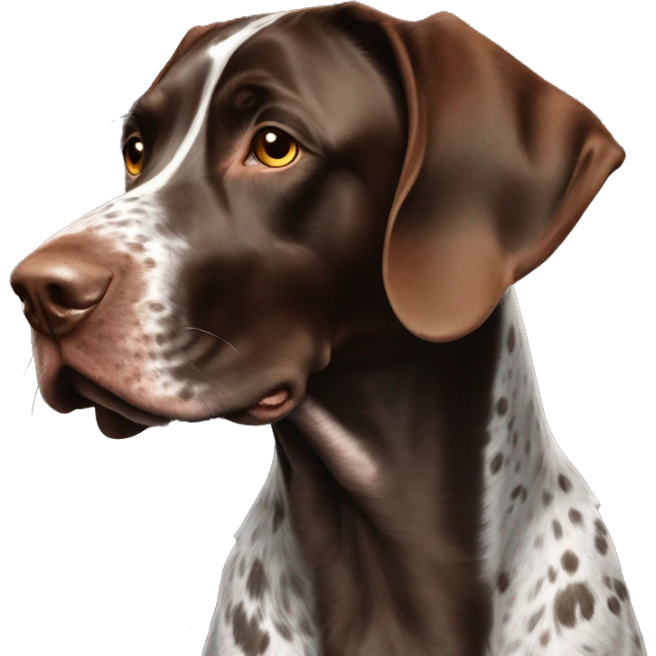 brown gsp dog French Pointer, dark brown roan with eyes emoji