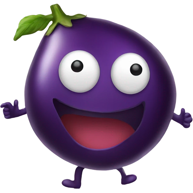 Happy emoji with a eggplant  emoji
