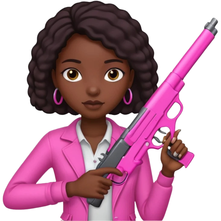 Black Girl  holding pink gun emoji
