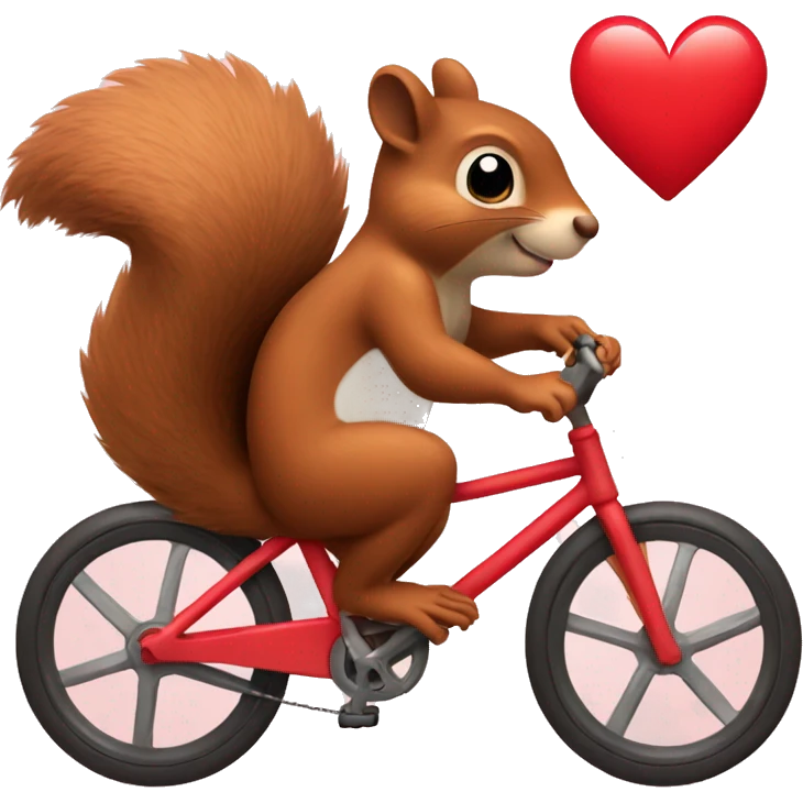 Squirrel riding bike inside heart emoji