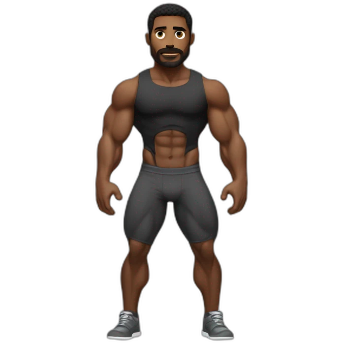 Bodybuilder pelo negro sin barba sin bigote cuerpo entero emoji