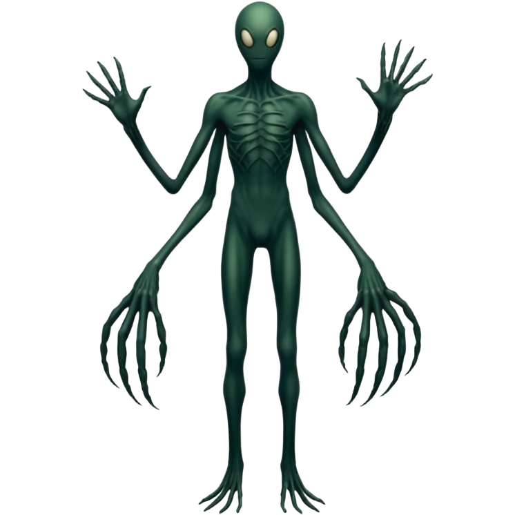 Combination of slenderman and the creature from the black lagoon, make creature black and stringy emoji