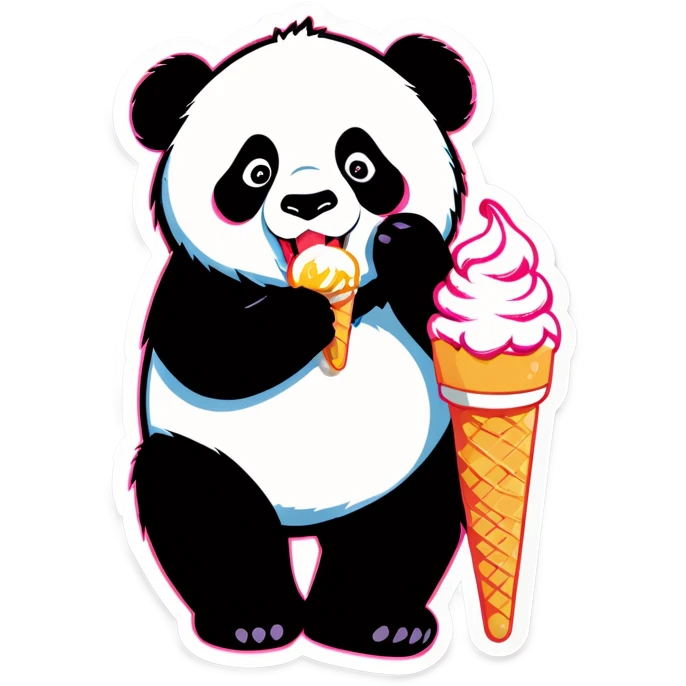 Panda eating ice cream emoji