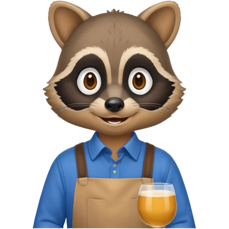waiter racoon blue shirt emoji