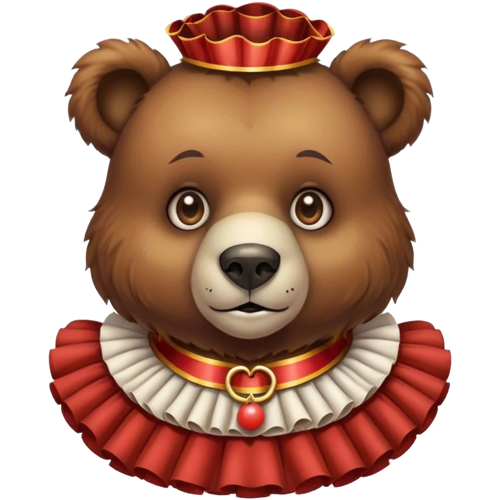 Vintage circus bear wearing ruffled collar emoji