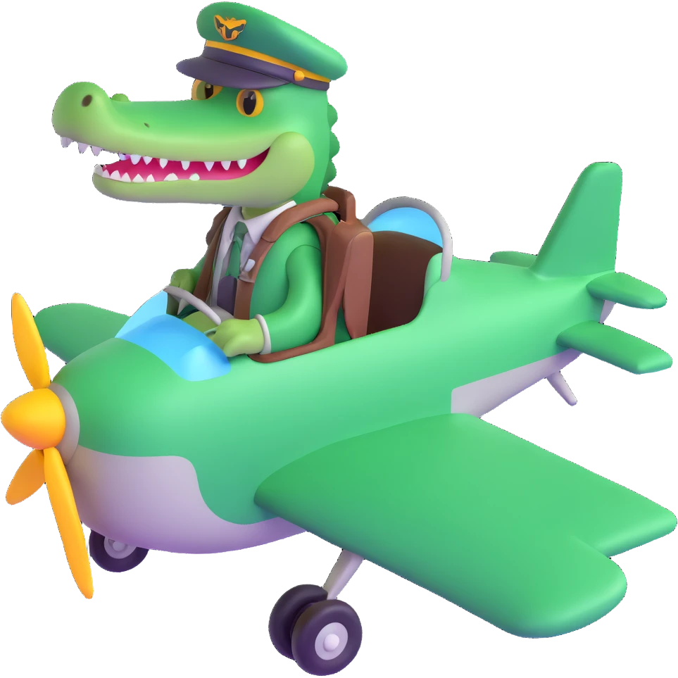 Crocodile pilot in an airplane emoji