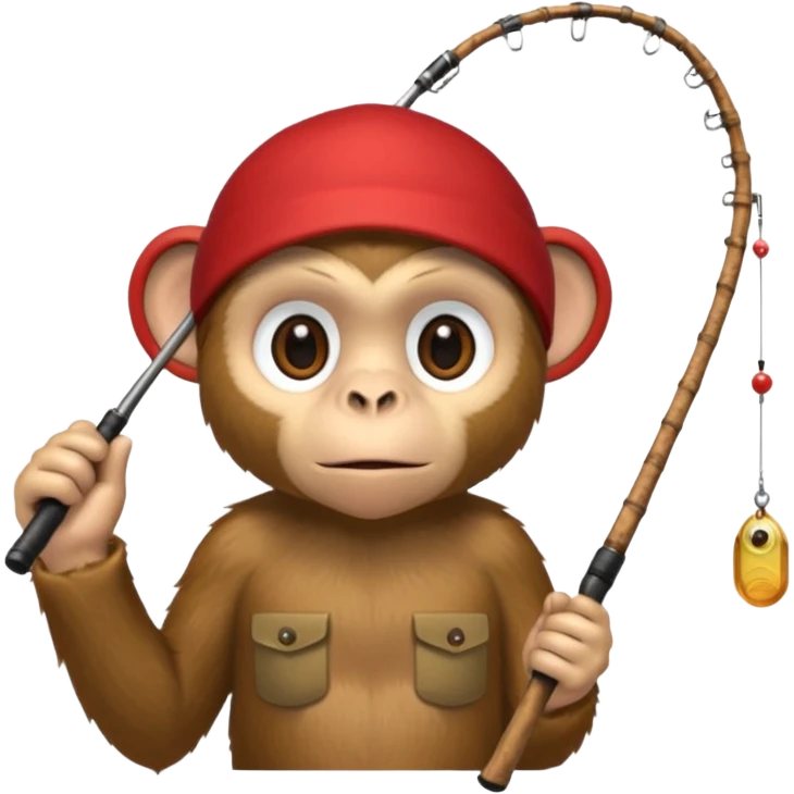 monkey holding fishing rod emoji