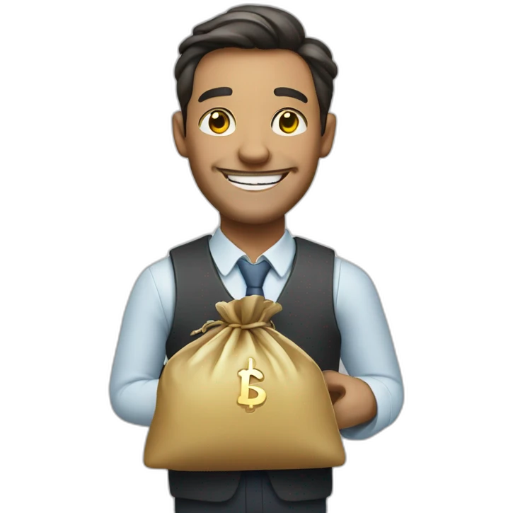 rich man with bag of money smiling emoji
