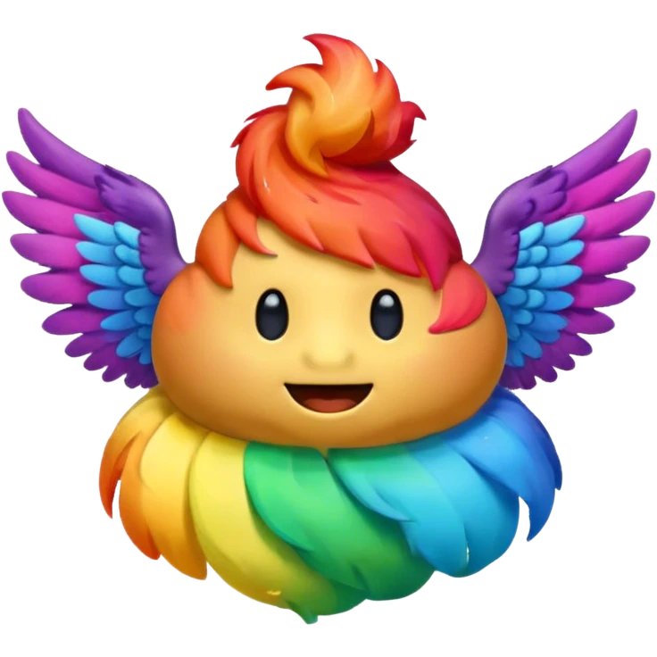 Rainbow Poop emoji face with wings emoji