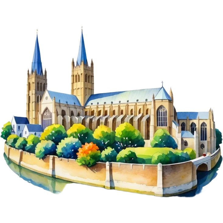 Watercolor painting of Canterbury emoji