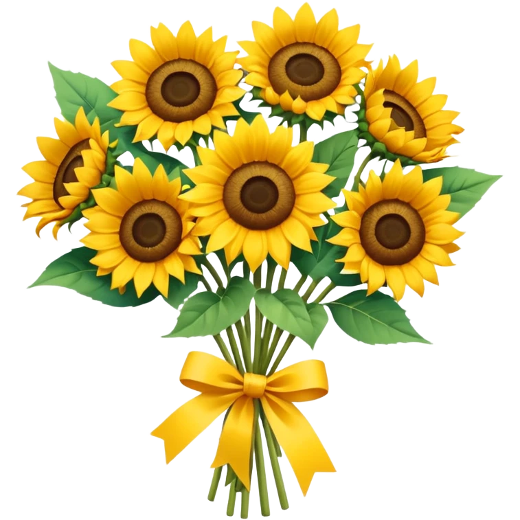 bouquet of sunflower with bow and wrapping paper emoji