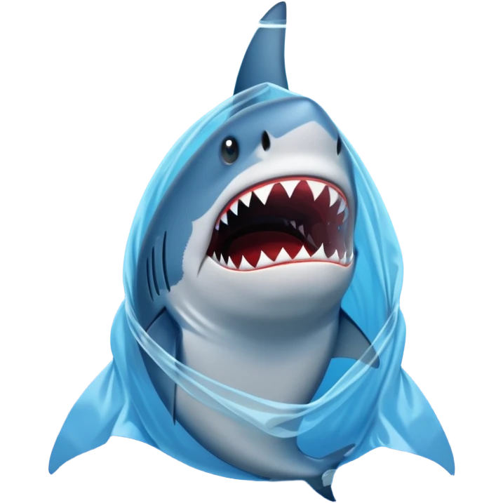 shark stuck in plastic waste bag emoji
