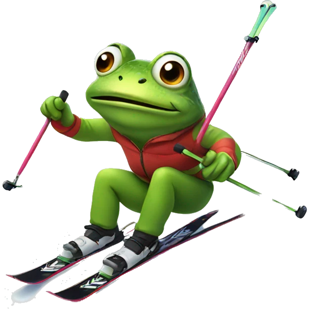 Frog skiing emoji