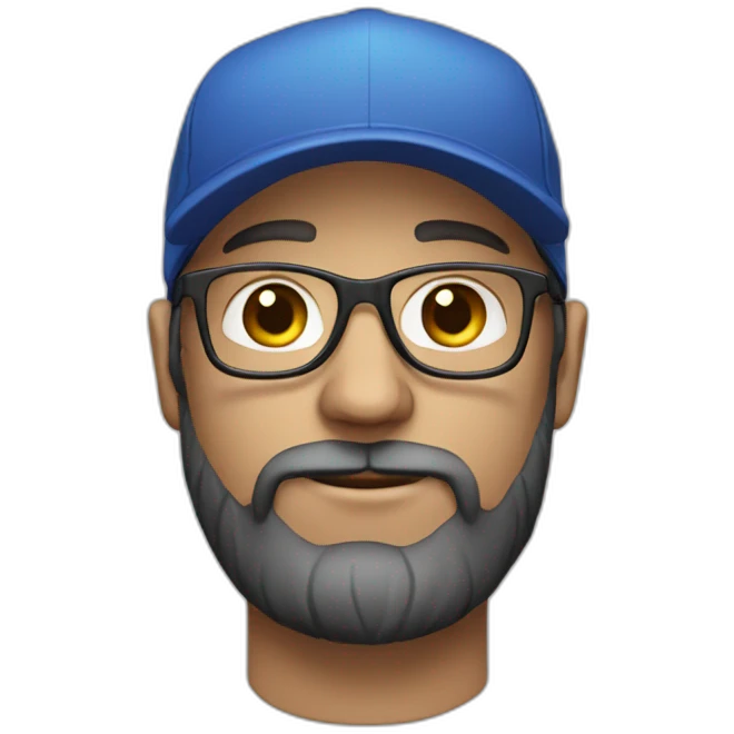 white man with short dark beard, cap and glasses emoji