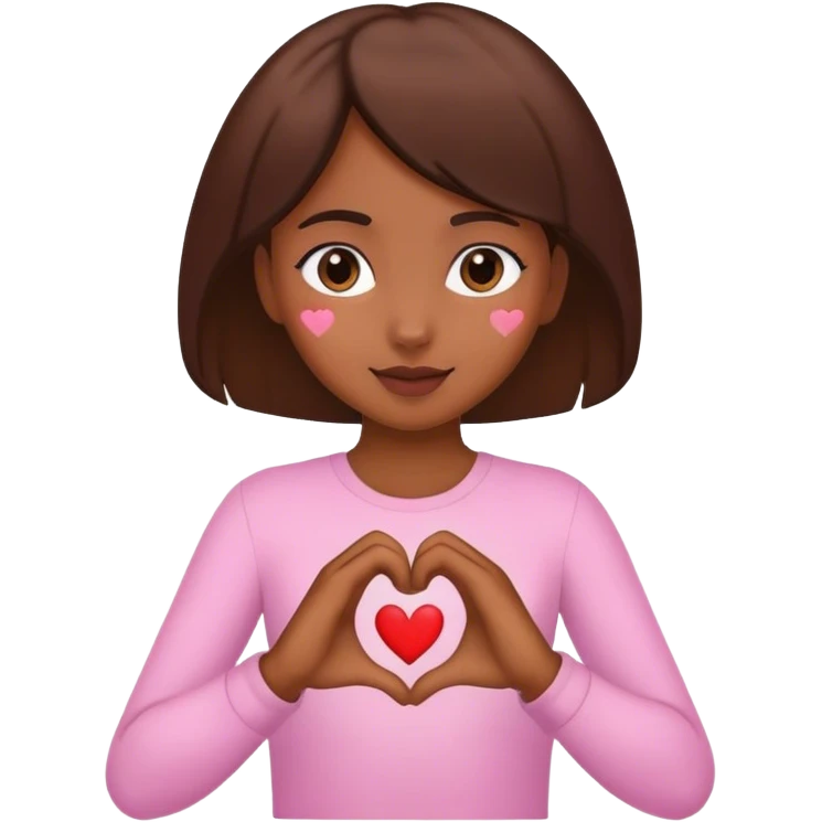 girl with heart hand emoji