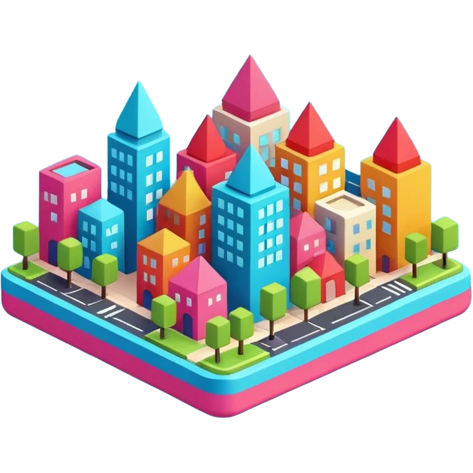 3d cute simple minimalist city emoji