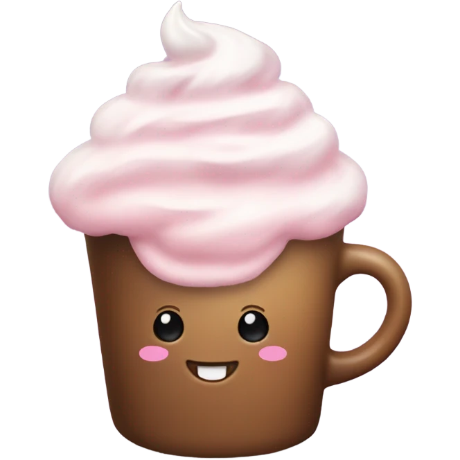 Coffee with pink whipped cream emoji