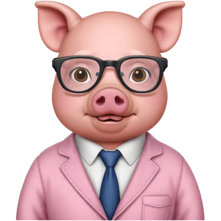 pig with clothes and wearing glasses emoji