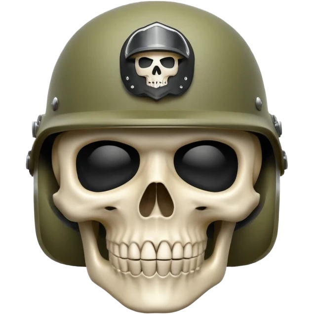 A bold emoji-style skull white with a hand sushing wearing a realistic army helmet, . Clean vector style, high contrast, centered composition, modern emoji aesthetic, detailed helmet texture, confident and intense expression, 3D glossy finish, high resolution , no body , emoji