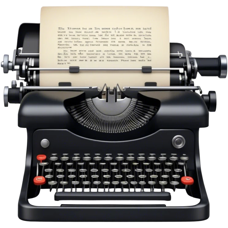 Create an emoji representing screenwriting. The design should feature an open script with visible dialogue and action lines, symbolizing the writing of a screenplay. Include a classic typewriter or a modern writing device, such as a laptop, to signify the process of creating a script. Add a cinema camera next to the script to emphasize the cinematic aspect of screenwriting. Use a professional color palette with black, white, and subtle metallic tones. Do not include any emojis or smiley faces. Make the background transparent. emoji