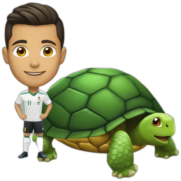 Cr7 sur la tête d'une tortue emoji