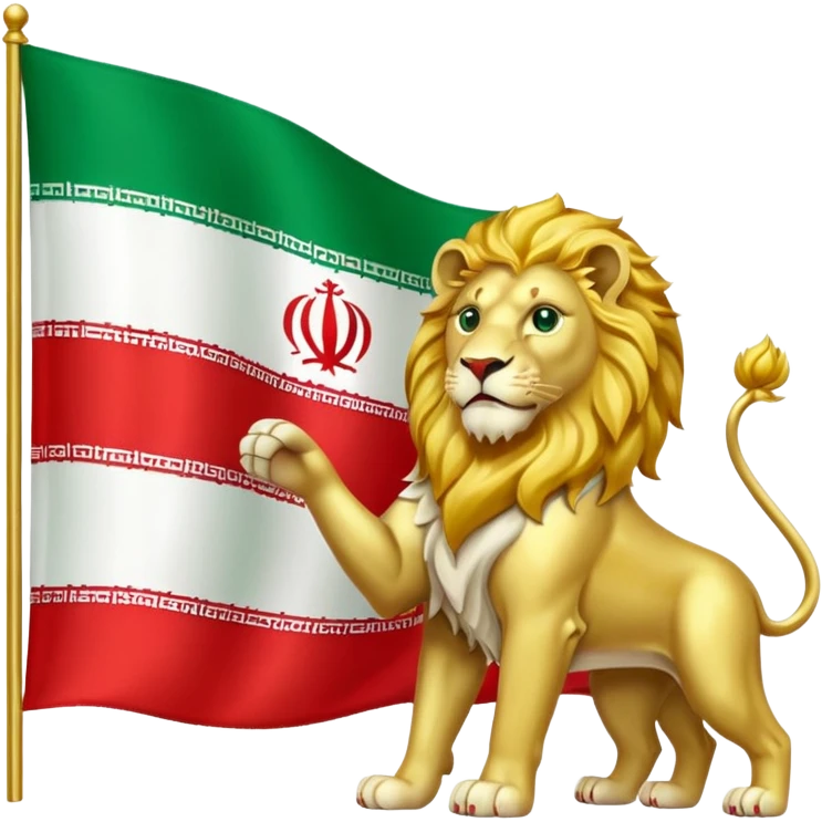 irans flag before revolution 1979, green white and red with lion in middle. emoji