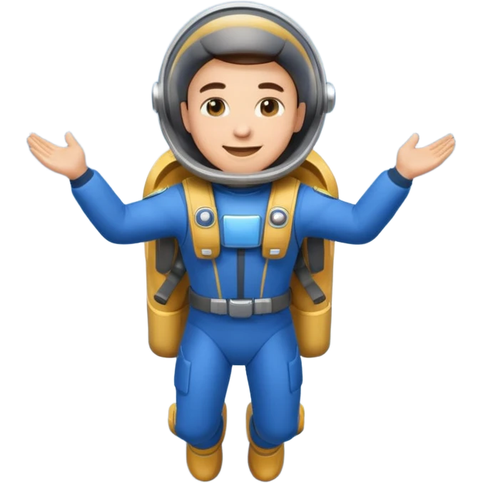 Erstelle mir einen Fallschirmspringer im emoji style mit einem Motor hinten dran  emoji