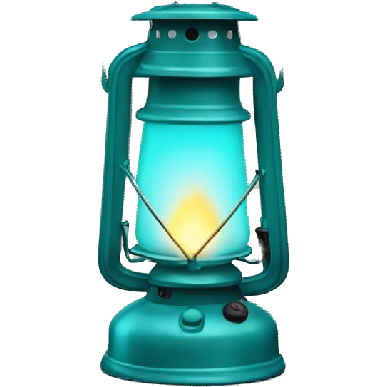 Realistic camping turquoise lit camping lantern lisolated. emoji