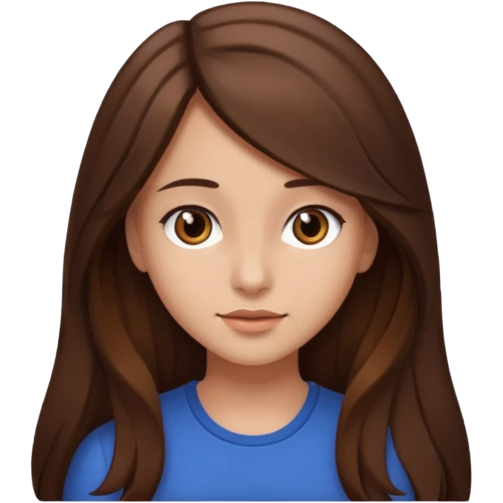 Girl with long brown hair dark brown eyes hair flipped to one side emoji